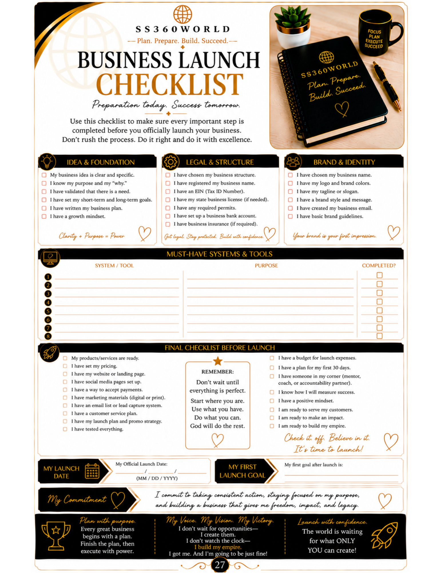 SS360WORLD Success Series: The Ultimate Small Business Startup Workbook